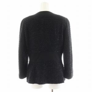 ESCADA ツイードジャケット ジップアップ ノーカラー 36 黒 ブラック 5013431 /AN31