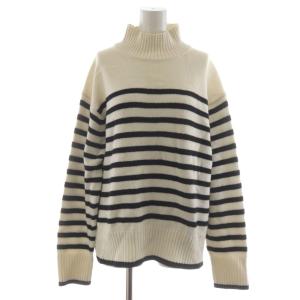 ウールカシミヤハイネックニット セーター 長袖 ボーダー 白 黒 1513-106-4690 /RR