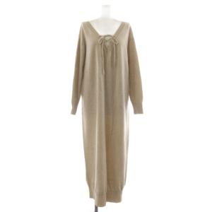 NAVY カシミヤブレンドレースアップニットワンピース ロング 七分袖 F ベージュ GGZ1082509A0005