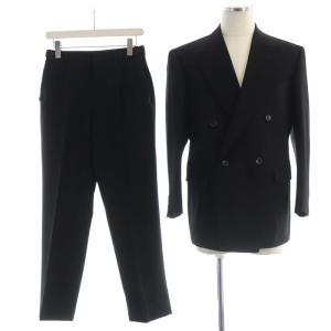 ブラックスーツ セットアップ テーラードジャケット スラックスパンツ ダブル 90A4 黒 ブラック JFS-220650