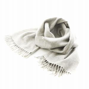 マフラー フリンジ 刺繍 カシミヤ グレー /AN12 OH