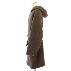 AURALEE BRUSHED ALPACA WOOL MELTON HOODED COAT