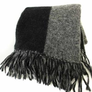 マフラー 668797 モヘヤ アルパカ混 グレー ブラック