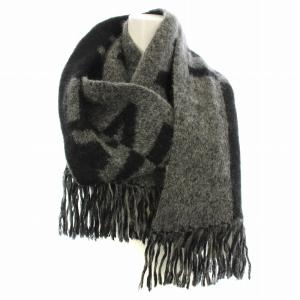 SAINT LAURENT PARIS マフラー 668797 モヘヤ アルパカ混 グレー ブラック