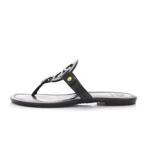 TORY BURCH トングサンダル フラット ロゴ 6M 黒 /YM