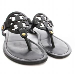 TORY BURCH トングサンダル フラット ロゴ 6M 黒 /YM