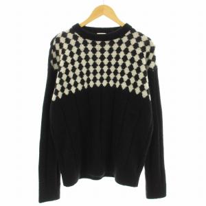 21AW ニット プルオーバー アーガイル柄 ウール モヘヤ混 XL ブラック
