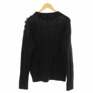 SAINT LAURENT PARIS 21AW ニット プルオーバー アーガイル柄 ウール モヘヤ混 XL ブラック