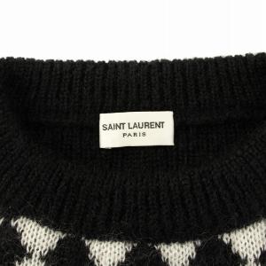 SAINT LAURENT PARIS 21AW ニット プルオーバー アーガイル柄 ウール モヘヤ混 XL ブラック