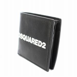 DSQUARED2 二つ折り財布 ウォレット レザー ロゴプリント 小銭入れあり 黒 ブラック WAM0015 12903257