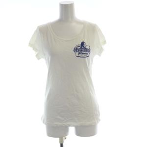 Tシャツ カットソー プリント  半袖 F 白 ホワイト 青 ブルー A0188UA402 /RO
