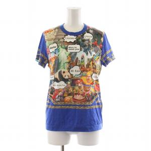 AD2015 Tシャツ 半袖 プリント 総柄 切替 S ブルー グレー TP-T201 /NQ