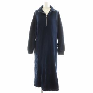 24AW ハーフジップスウェットドレス ワンピース ロング丈 長袖 コットン 36 紺 ネイビー 24040586801030