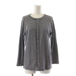 24SS ソフトジャージーリブ クルーネックカーディガン ニット 長袖 ボーダー F ブラック ホワイト