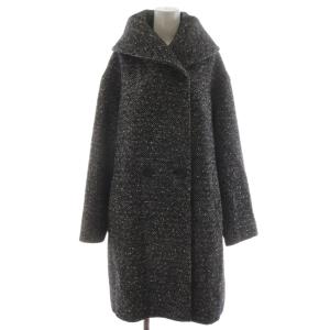 ショールカラーコート ツイード ロング 40 黒 SCWOGW0602 /RR