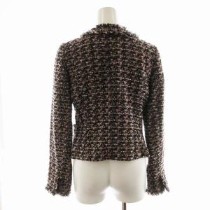 ANAYI ツイードジャケット ノーカラー ブレザー 長袖 38 黒 ブラック 10821-62-41-380 /EE