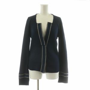 ニット セーター 長袖 スリットネック L ネイビー /NQ