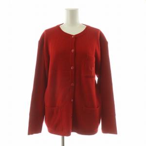 カーディガン ニット ヴィンテージ 長袖 ロゴ刺繍 L レッド 0420KW73 /NQ