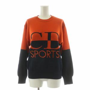 スポーツ SPORTS ニット セーター 長袖 ロゴ ヴィンテージ プルオーバー M オレンジ ネイビー