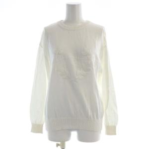 ニット セーター プルオーバー ロゴ 刺繍 長袖 L 白 ホワイト P7L2302 /RO