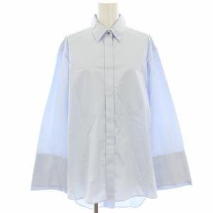 ブリーズコットンシャツブラウス テールカット 長袖 38 水色 ライトブルー 5318110012 /HN