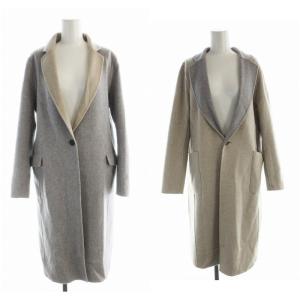 リバーシブルコート ロング カシミヤ 9AR グレー ベージュ 1114101809 /EE