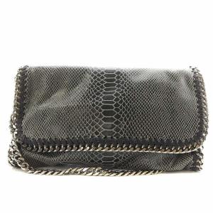 ファラベラ ワンショルダーバッグ パイソン柄 チェーン 黒 ブラック /AN16