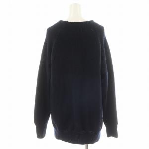 23区 22AW ウールコード モックネック 切り替え編み ニット セーター 長袖 38 紺 ネイビー KRWONW0556
