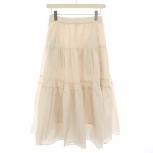 23SS シャンブレータフタティアードスカート ロング ミモレ フレア イージー タグ付き 36 ベージュ