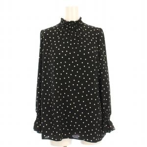 シャツ ブラウス プルオーバー 長袖 ドット 38 黒 白 101927-13-550-95-380 /YM
