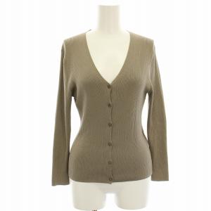 22SS ニットカーディガン  リブ Vネック 長袖 38 ベージュ 102218-16-280-80-380