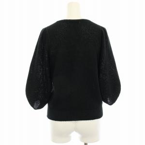 ANAYI 22SS 和紙かのこパフスリーブプルオーバー ニット カットソー 七分袖 36 黒 ブラック 102218-16-650-95-360
