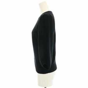 ANAYI 22SS 和紙かのこパフスリーブプルオーバー ニット カットソー 七分袖 36 黒 ブラック 102218-16-650-95-360
