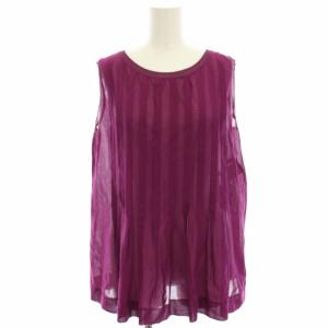 20SS ブラウス シャツ ノースリーブ タック 絹 シルク プルオーバー 38 紫 パープル 102017-13-130-51-380