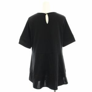 ANAYI 23SS コンパクトコットンフライス半袖 プルオーバー カットソー Tシャツ 半袖 ロゴ刺繍 38 黒