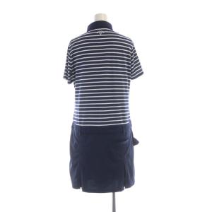 CALLAWAY ゴルフウェア ポロワンピース ミニ ボーダー ロゴ 刺繍 半袖 L 紺 ネイビー 白 ホワイト 241-113814