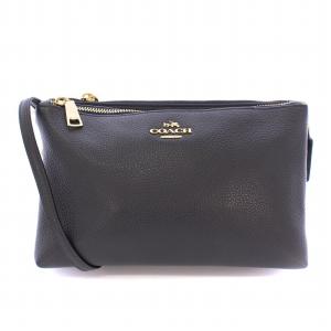 レイラ ショルダーバッグ ポシェット レザー ロゴチャーム 紺 ネイビー F38273 /BB