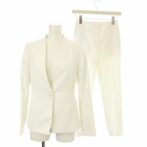 ブレンドカラーレスジャケット スーツ ワイドパンツ リネン XS 白 ホワイト12-9204032 /OR