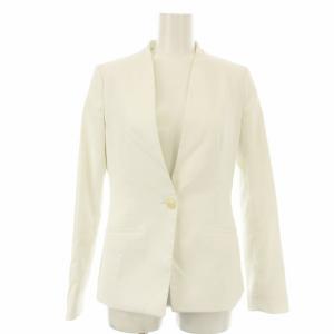 PLST ブレンドカラーレスジャケット スーツ ワイドパンツ リネン XS 白 ホワイト12-9204032 /OR