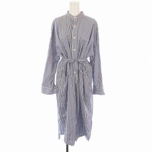 シャツワンピース ロング ストライプ 長袖 S 青 ブルー L211OSFOP0095TO /EE
