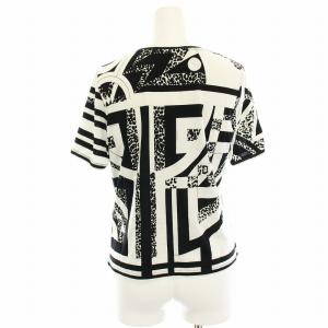 LEONARD FASHION Tシャツ カットソー 総柄 半袖 M 白 ホワイト 黒 ブラック 0359121 /HN