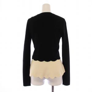 VALENTINO ニット セーター 長袖 クルーネック バイカラー ウール ナイロン M 白 黒 /BM