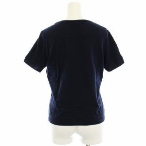 LEONARD FASHION ニット カットソー 半袖 花柄 L 紺 ネイビー 水色 ライトブルー 0399111 /HN