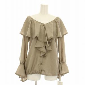 カリビアンブラウス シャツ 長袖 ビッグカラー フリル レース 36 ベージュ 05312641 /RR