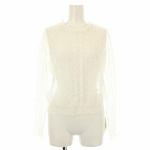 24SS レース編みトップス シャツ ブラウス 長袖 F 白 ホワイト RWNT241091 /OR