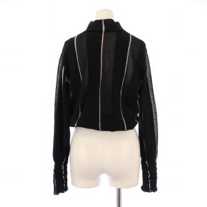 AKIRANAKA ニット 長袖 ハイネック ストレッチ シアー シースルー ウール 2 黒 ブラック /BB