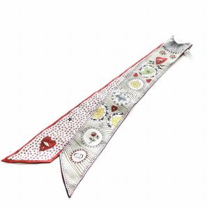 ミッツァ Le Soleil スカーフ 太陽 花柄 星 ハート 総柄 シルク 絹 白 ホワイト 赤 レッド