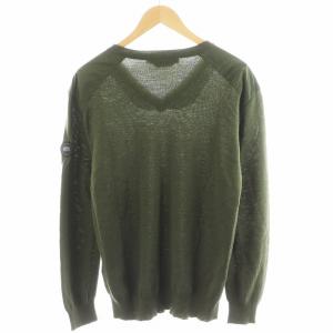 CANADA GOOSE Mcleod V Neck Sweater ニット セーター 長袖 ワッペン 切替 ウール XL カーキ