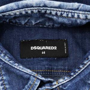 DSQUARED2 デニムシャツ 半袖 ダメージ加工 ペイント加工 44 青 ブルー S74DM0374 /AN26