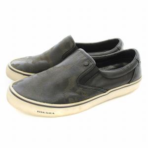 SUB-WAYS スリッポン レザー カモフラ 迷彩柄 US7.5 黒 ブラック カーキ /KU